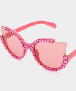 Geo Austrian Crystal Bling Sunglasses - Pink